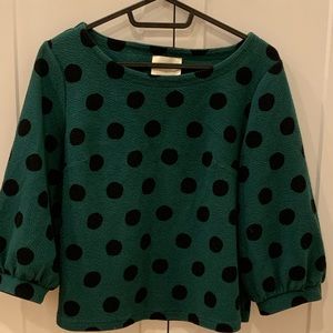 Polka dot emerald blouse